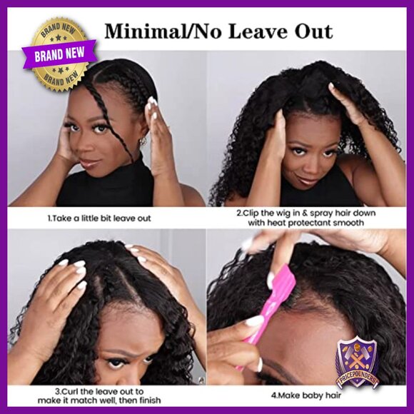 18 Inch Brazilian Human Hair V Part Wig Glueless Curly Wave 180% Density